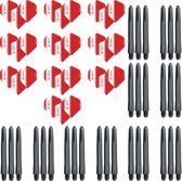 Dragon darts 10 (60 stuks) pack darts shafts en darts flights – XQ Max – darts flights - rood