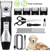 Dieren Tondeuse Set - Honden Tondeuse - Katten Tondeuse - Trimmer - Scheerapparaat - Incl. Kam, Gezichtsborstel & Smeerolie - RVS - Duurzame Accu