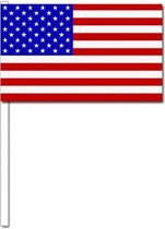 25x stuks zwaaivlaggetjes Amerika/USA 12 x 24 cm - Amerikaanse feestartikelen en versieringen