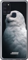 Samsung Galaxy A21s Hoesje Transparant TPU Case - Witte Uil #ffffff