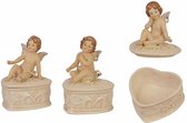 Coffret - forme coeur - anges - set de 3 pièces - porcelaine - noël