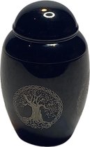 Allerkleinste Urntje Zwart Met Lifetree Symbool