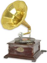 Decoratieve Grammofoon vintage - decoratief - Vierkante platenspeler Goud - Klassieke speler - 65 cm hoog