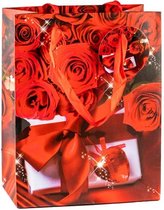 Geschenkentas / Cadeau Tas Rode rozen ( Per 5 stuks verpakt)