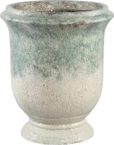 PTMD Mels blue glazed ceramic pot on foot round xxl