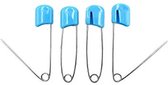 4 veiligheidsspelden met beschermkap - pastel blauw - 5,4 cm - baby safety pins
