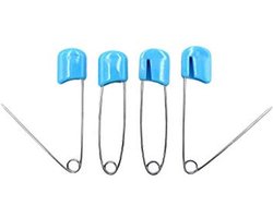 4 veiligheidsspelden met beschermkap - pastel blauw - 5,4 cm - baby safety pins