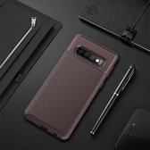 Xssive Carbon TPU Cover voor Samsung Galaxy S10  - Bruin