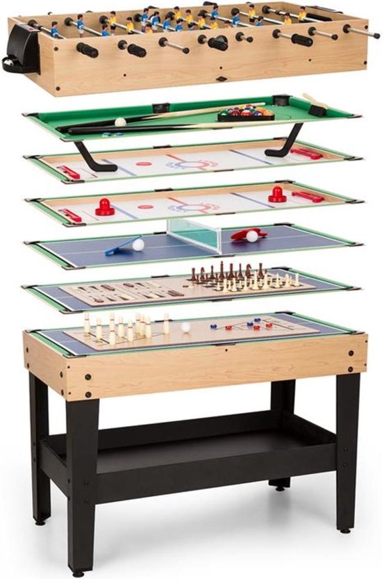 OneConcept Game-Star Speeltafel met 15 spellen - Multigame - Opbergvak - MDF