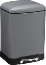 MaxxHome Pedaalemmer - Vuilbak - 6L - Metaal Mat – geruisloos - 32.5cm - Grijs