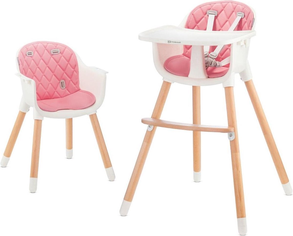 Chaise haute kinderkraft Tixi - Rose, évolutive, Design scandinave