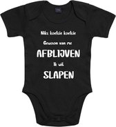 Romper met opdruk “Niets koetsie koetsie gewoon van me afblijven, ik wil slapen”, kraamkado, voor baby’s