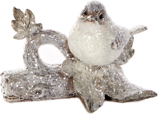 Goodwill Kerstbal Vogel op Takje Natural-Wit D 6,5 cm