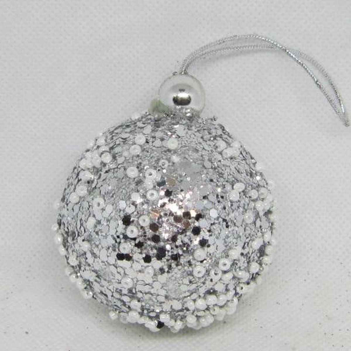 Kerstbal, zilver, glitter, 35 stuks Ø 5 cm: Kunststof