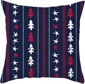 Kerst Kussenhoes - Kerst Decoratie - Kussenhoes Kerst - Kerst kussensloop 45x45 cm - Donkerblauw