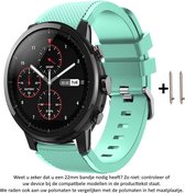 Mint groen Siliconen Bandje geschikt voor bepaalde 22mm smartwatches van verschillende bekende merken (zie lijst met compatibele modellen in producttekst) - Maat: zie foto – 22 mm rubber smartwatch strap - mintgroen