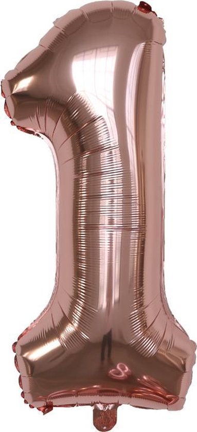Folie Ballonnen XL Cijfer 1 , Rose Goud, 86cm, Verjaardag, Feest, Party, Decoratie, Versiering, Miracle Shop