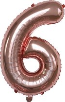 Folie Ballonnen XL Cijfer 6 , Rose Goud, 86cm, Verjaardag, Feest, Party, Decoratie, Versiering, Miracle Shop