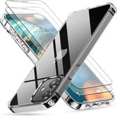 iPhone 12 Mini Hoesje Transparant - Siliconen Back Cover 2X Glazen Screenprotector