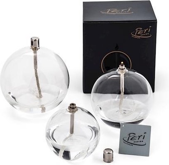 fluit Versnipperd suspensie Olielamp - 3 set - Bol model - incl. Trechtertje - Periglass - Helder glas  -... | bol.com