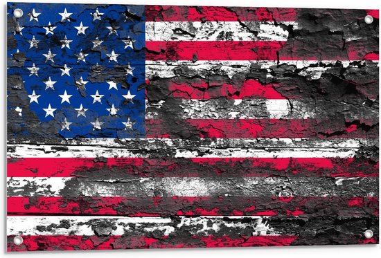 Tuinposter – Amerikaanse Vlag Geschilderd - 90x60cm Foto op Tuinposter  (wanddecoratie voor buiten en binnen)