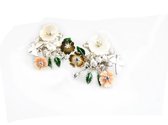 model Firacheiton zilveren oorringen oorbellen met bloemmotieven en vlinder in email