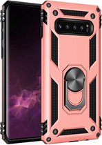 Coque Samsung Galaxy S10 - Armure de bague hybride anti-choc or rose