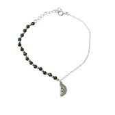 Silventi 9SIL 20349 Zilveren Armband Dames - Green Sandstone - Watermeloen - Zirkonia - 16+3cm - Zilverkleurig