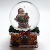 Sneeuwbol schoorsteen strik met cadeau en kerstboom 9cm hoog