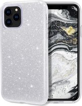 iPhone 12 & iPhone 12 Pro Hoesje Zilver - Glitter Back Cover