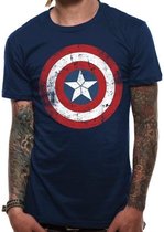 Captain America - Cracked Shield Mannen T-Shirt - Blauw - XXL