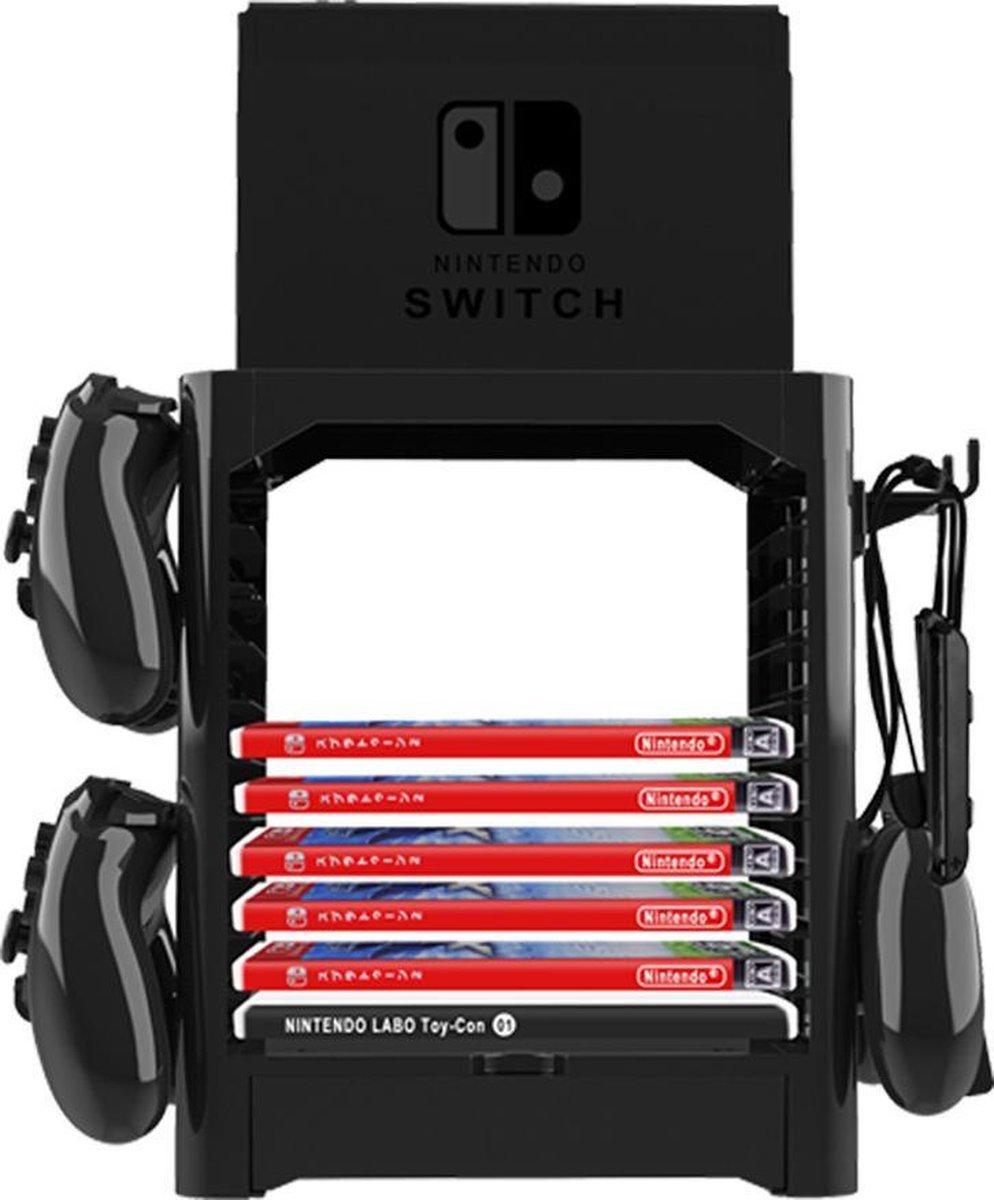 Multifunctionele Standaard voor Nintendo Switch Console en Games – Controller Houder – Spellenhouder – Zwart - IYS