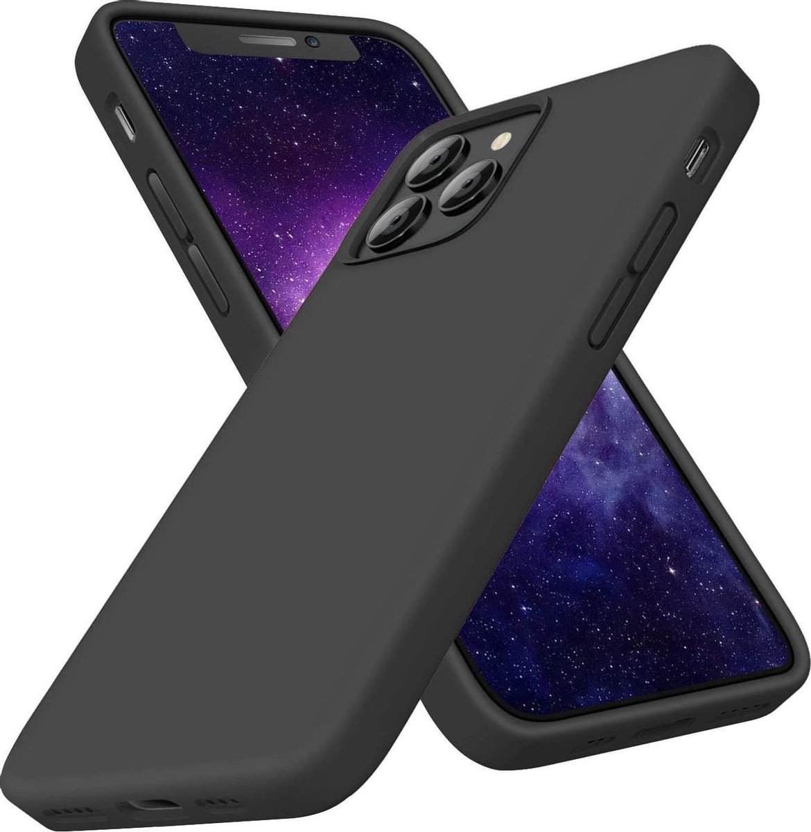 HB Hoesje Geschikt voor Apple iPhone 12 Pro Max - Zwart - Siliconen Back Cover
