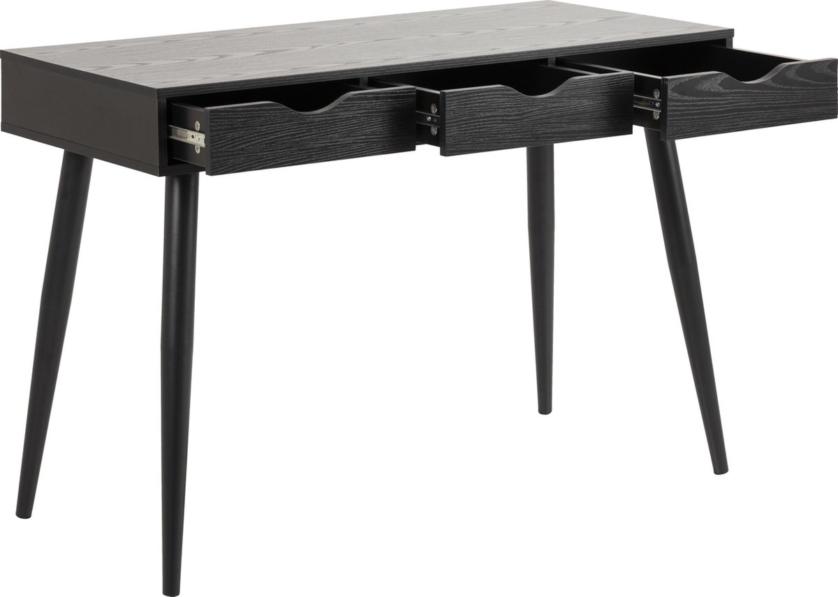 Nete bureau met 3 lades zwart.