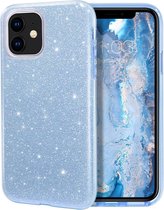 iPhone 12 Mini Hoesje Blauw - Glitter Back Cover
