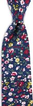 We Love Ties - Stropdas Floral Art - katoen - donkerblauw / groen / roze