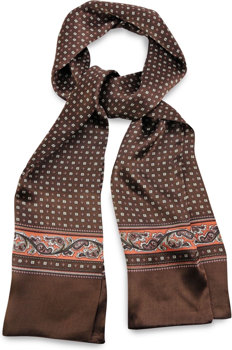 We Love Ties - Sjaals - Herensjaal Patterned Silk - bruin / oranje / beige