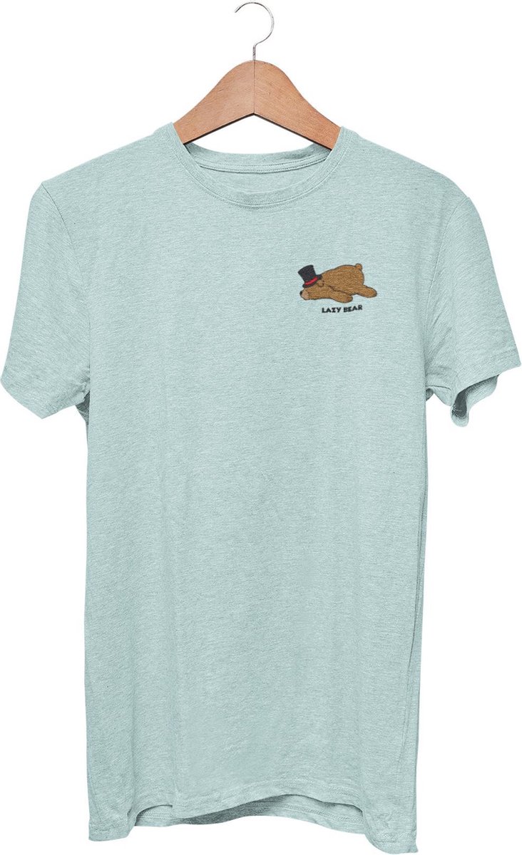The lazy Bear | Top Hat | T-Shirt | Heather Prism Ice Blue | 3XL