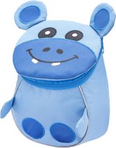 Peuter rugzak jongens nijlpaard - rugzak hippo - 25 x 18 x 11 cm - veilig reflecterend - 2 vakken luxe schooltas dieren - rugtas meisjes - blauw geborduurd - 4L