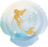 12x Zeemeermin/mermaid/oceaan themafeest bordjes goud 18 cm - Kinder feestartikelen/versiering voor op tafel