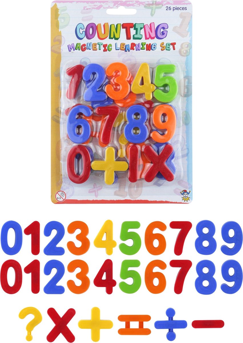 1x set Gekleurde magnetische cijfers 26 stuks 4 cm - Educatief speelgoed - Merkloos