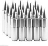 Wielmoeren Spikes 90mm – M12x1.5 – 2 delige moeren - Silver