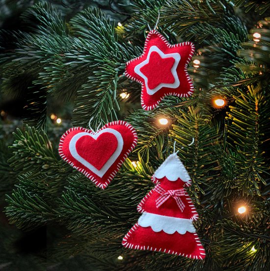 Kerst Ornament Knutselpakket Voor Kinderen - DIY Kerst Knop Hanger Set (4 Designs: Sneeuwman, Kerstman, Boom, Engel)