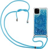 Lunso - Backcover hoes met koord - iPhone 12 Pro Max - Glitter Blauw