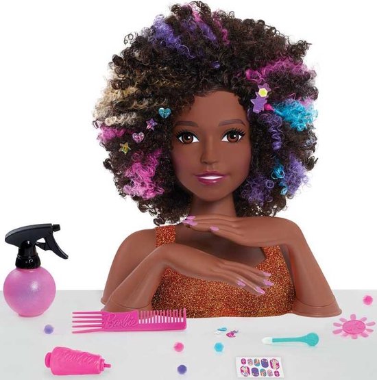 Koe Doe alles met mijn kracht Maakte zich klaar Barbie Rainbow Sparkle Deluxe Styling Head Afro haar - Barbie poppen - Barbie  haar... | bol.com