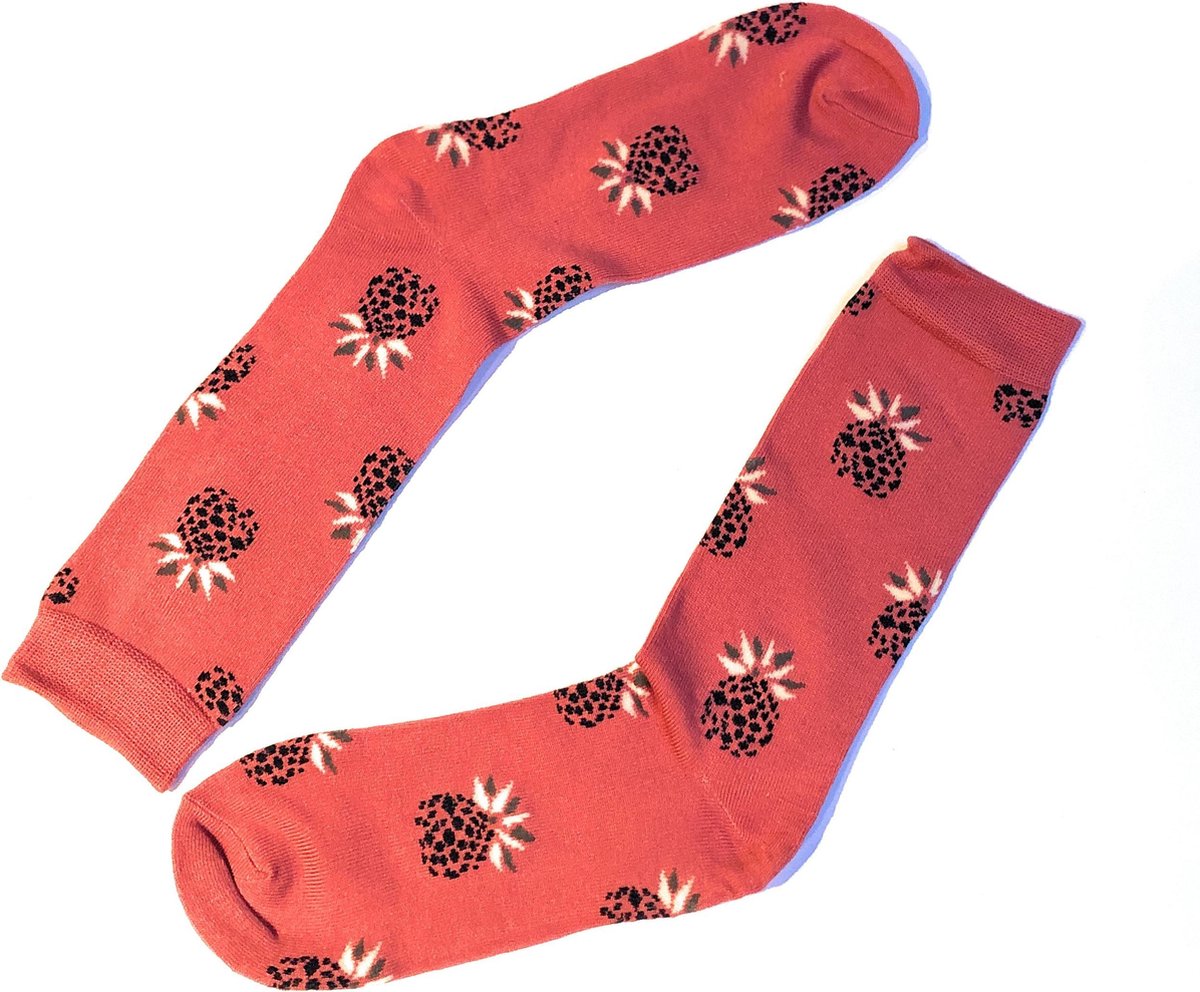 Hipperboo® 3 Paar Bamboe Sokken | Maat 41-46 | Heren sokken | Rood | Bamboe Kousen | Ananas Sokken