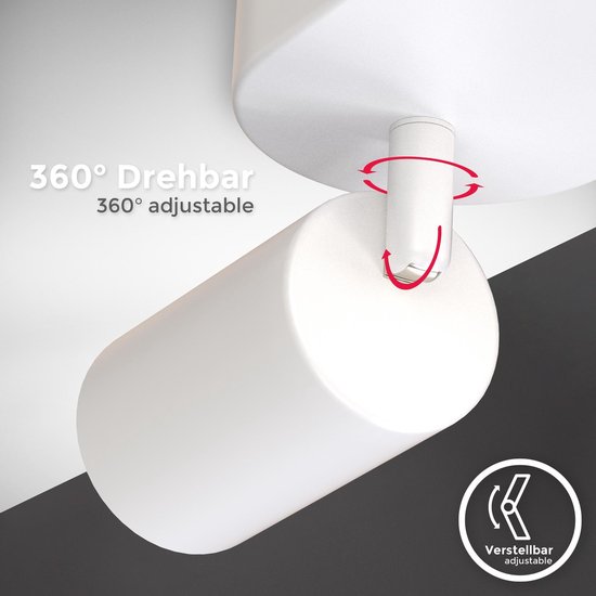 B.K.Licht - Plafondlamp - plafondspots met 2 lichtpunten -  spots - witte opbouwspots - draaibar - kantelbaar - GU10 fitting - plafoniere - excl. GU10 - B.K.Licht