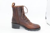 AQA a 7071 Donker bruin gevet lederen veter laars/ biker boot- maat 38