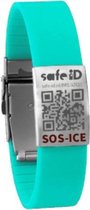 Safe-id Sos-armband Fluo Qr-code 22 Cm Siliconen Aqua/zilver