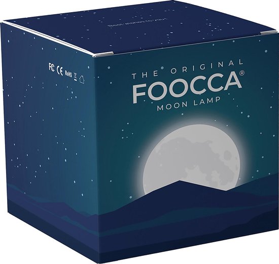 FOOCCA Maanlamp 3D LED Tafellamp 20 cm - 15 cm, 18 cm, 24 cm Via Menu - Maan Lamp met Timer Functie - Accu 15 tot 89 uur - 16 Dimbare LED Kleuren & Afstandsbediening - Extra Realistisch - FOOCCA